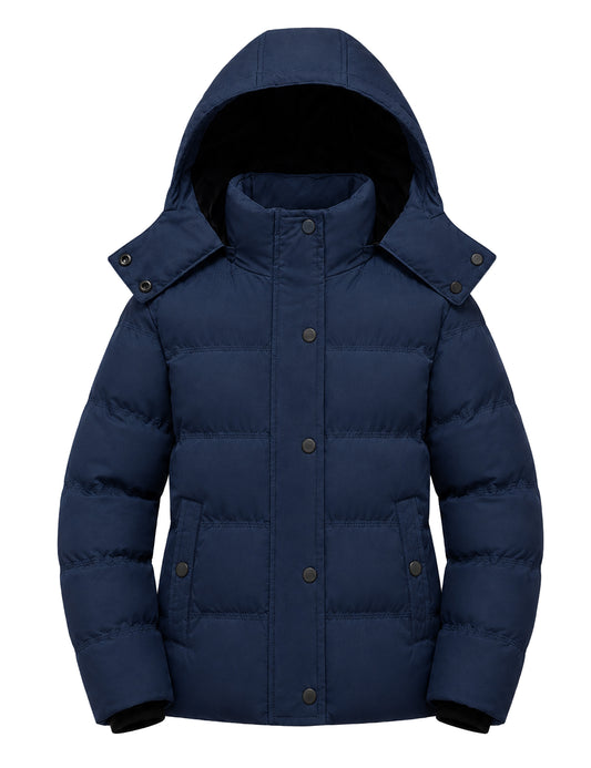 Heting Girl's Windproof & Water Resistant Puffer Coat, Thick Quilted Warm Winter Jacket with Hood for Kids