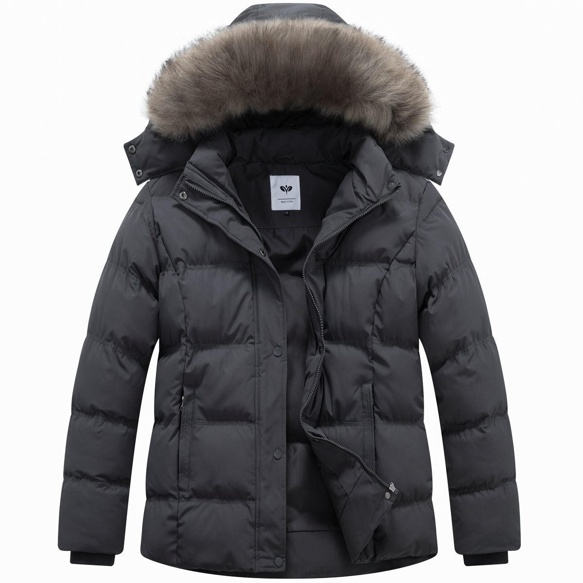 Heting Women's Hooded Thicken Winter Parka, Plus Size Quilted Puffer Jacket with Removable Fur Hood for Outdoor
