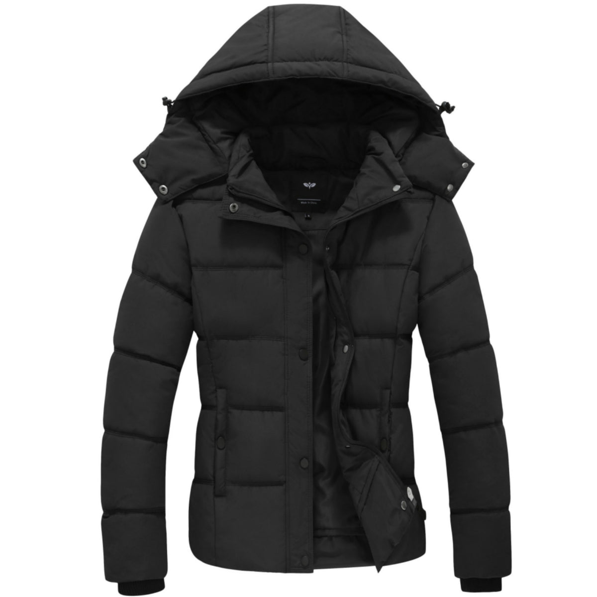 Heting Women's Quilted Puffer Jacket with Removable Hood, Winter Warm Snow Coat for Outdoor