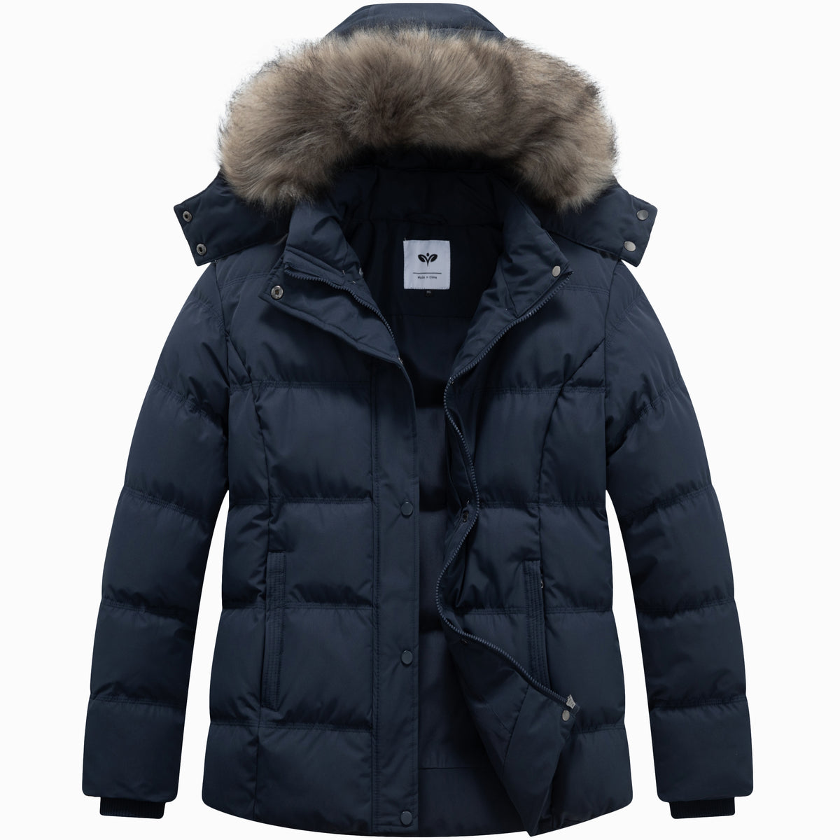 Heting Women's Hooded Thicken Winter Parka, Plus Size Quilted Puffer Jacket with Removable Fur Hood for Outdoor