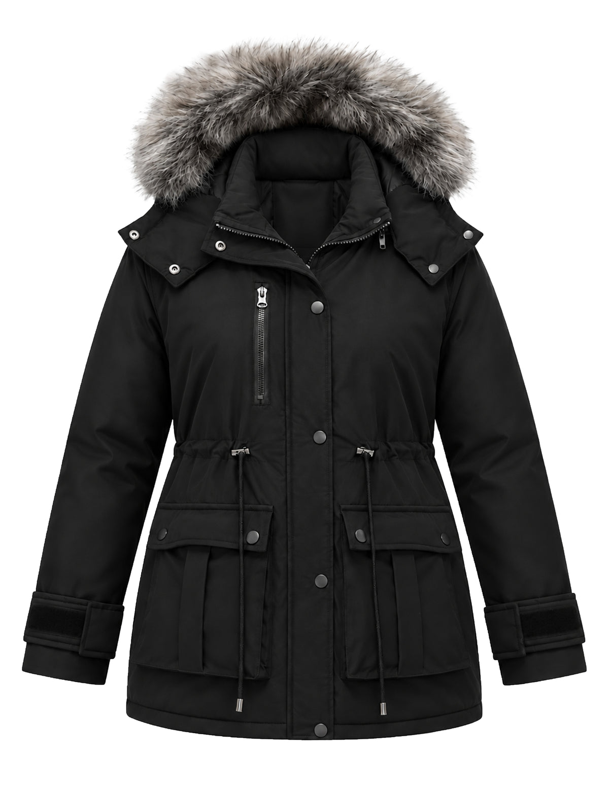 Heting Women's Plus Size Winter Coats for Women Heavyweight Parka with Removable Faux Fur Hood, Waterproof, Windproof, 8 Pockets