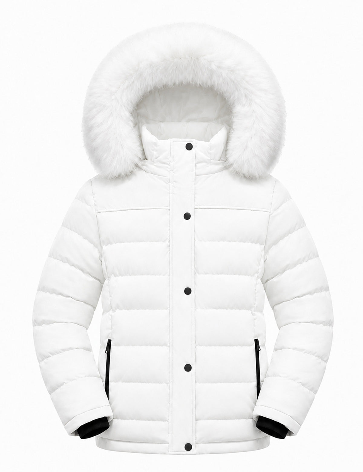 Heting Girls' Removable Faux Fur Hood Puffer Jacket, Thicken Insulation Windproof Winter Coat for Outdoor & School