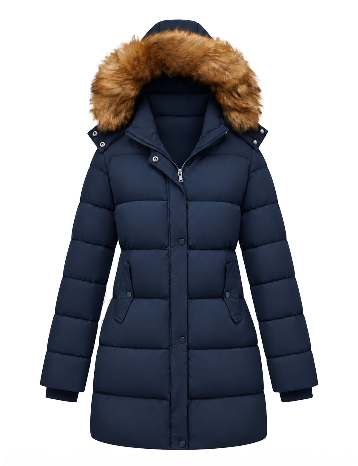 Heting Women's Winter Thickened Long Puffer Coat, Warm Parka Jacket for Cold Weather