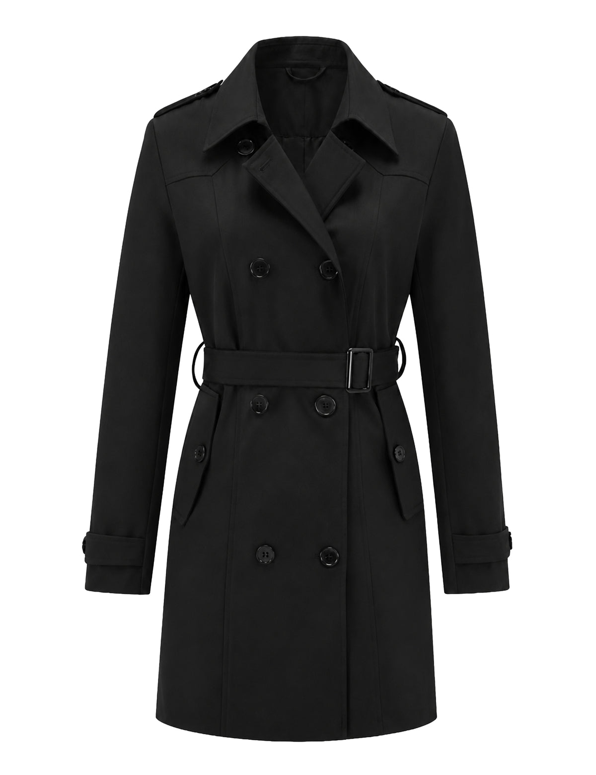 Heting Women's Classic Water-Repellent Trench Coat, Double-Breasted Slim Fit Outerwear with Adjustable Belt