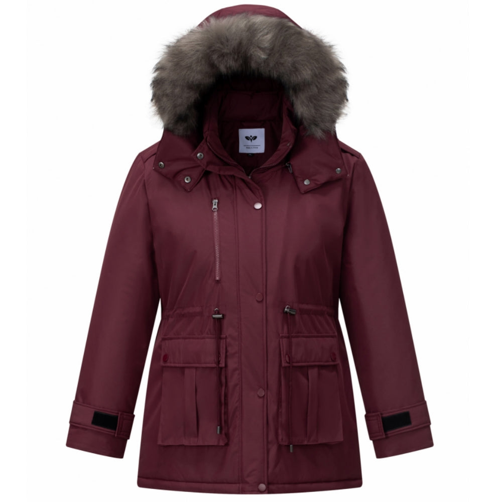 Heting Women's Plus Size Winter Coats for Women Heavyweight Parka with Removable Faux Fur Hood, Waterproof, Windproof, 8 Pockets