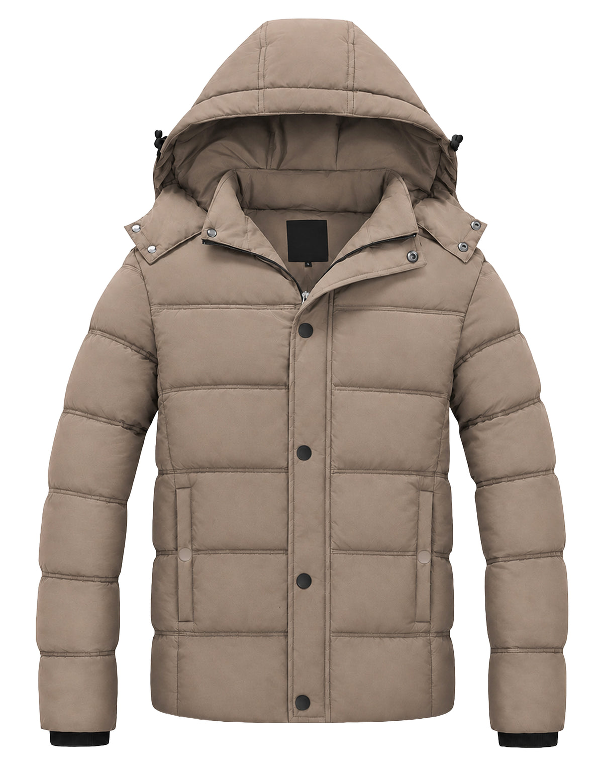 Heting Men's Water Repellent Winter Jacket, Thicken Quilted Puffer Coat Insulated with Hood for Cold Weather