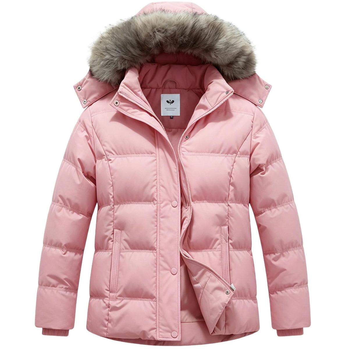 Heting Women's Hooded Thicken Winter Parka, Plus Size Quilted Puffer Jacket with Removable Fur Hood for Outdoor