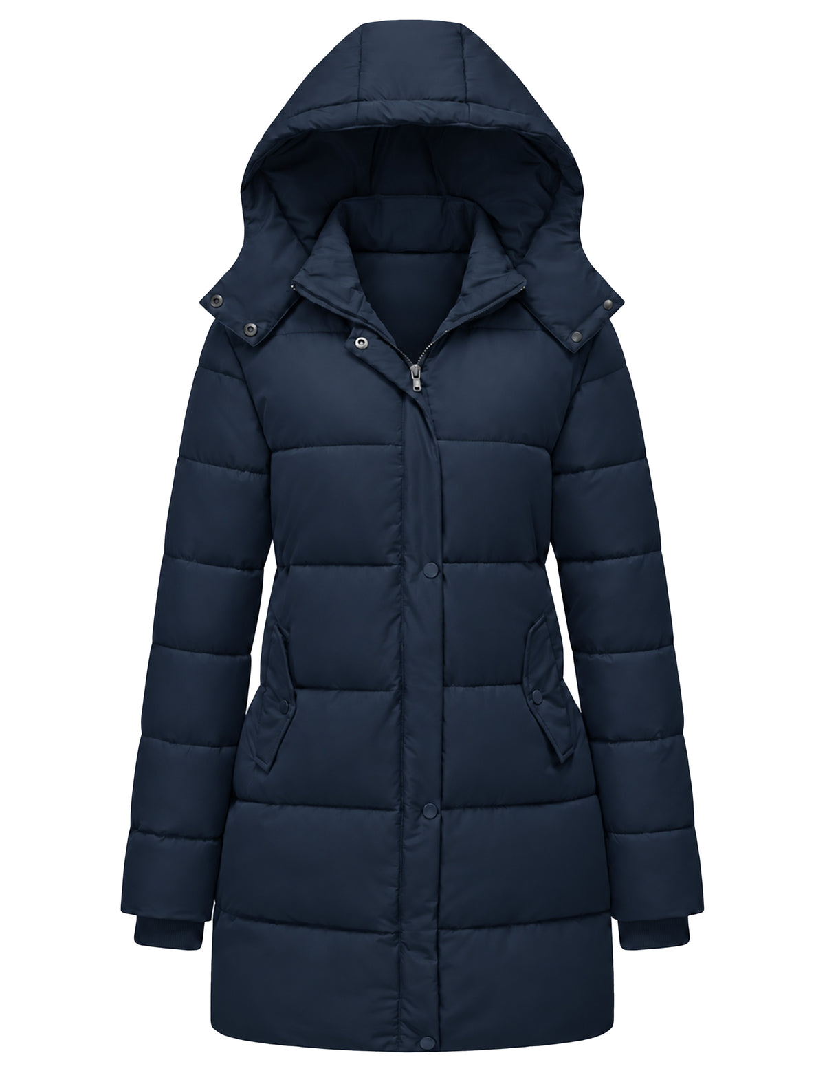 Heting Women's Winter Thicken Puffer Coat, Fashion Long Snow Jacket with Removable Hood | Warm Quilted Parka