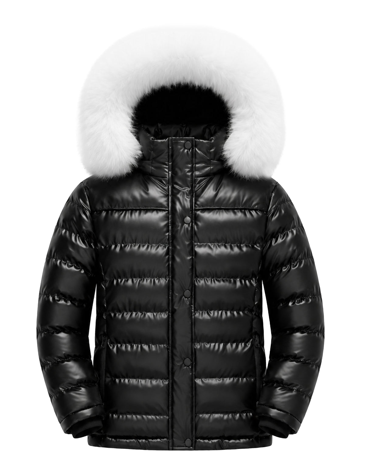 Heting Girls' Removable Faux Fur Hood Puffer Jacket, Thicken Insulation Windproof Winter Coat for Outdoor & School