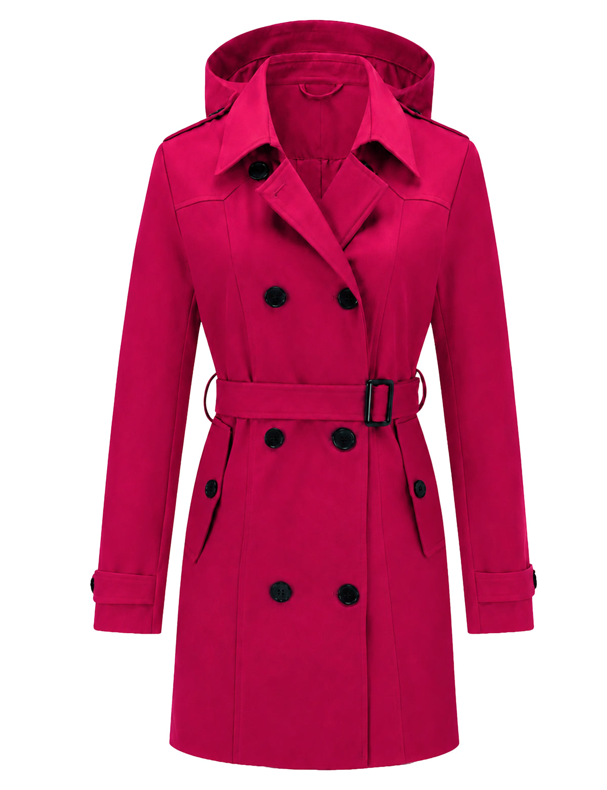Heting Women's Classic Water-Repellent Trench Coat, Double-Breasted Slim Fit Outerwear with Adjustable Belt