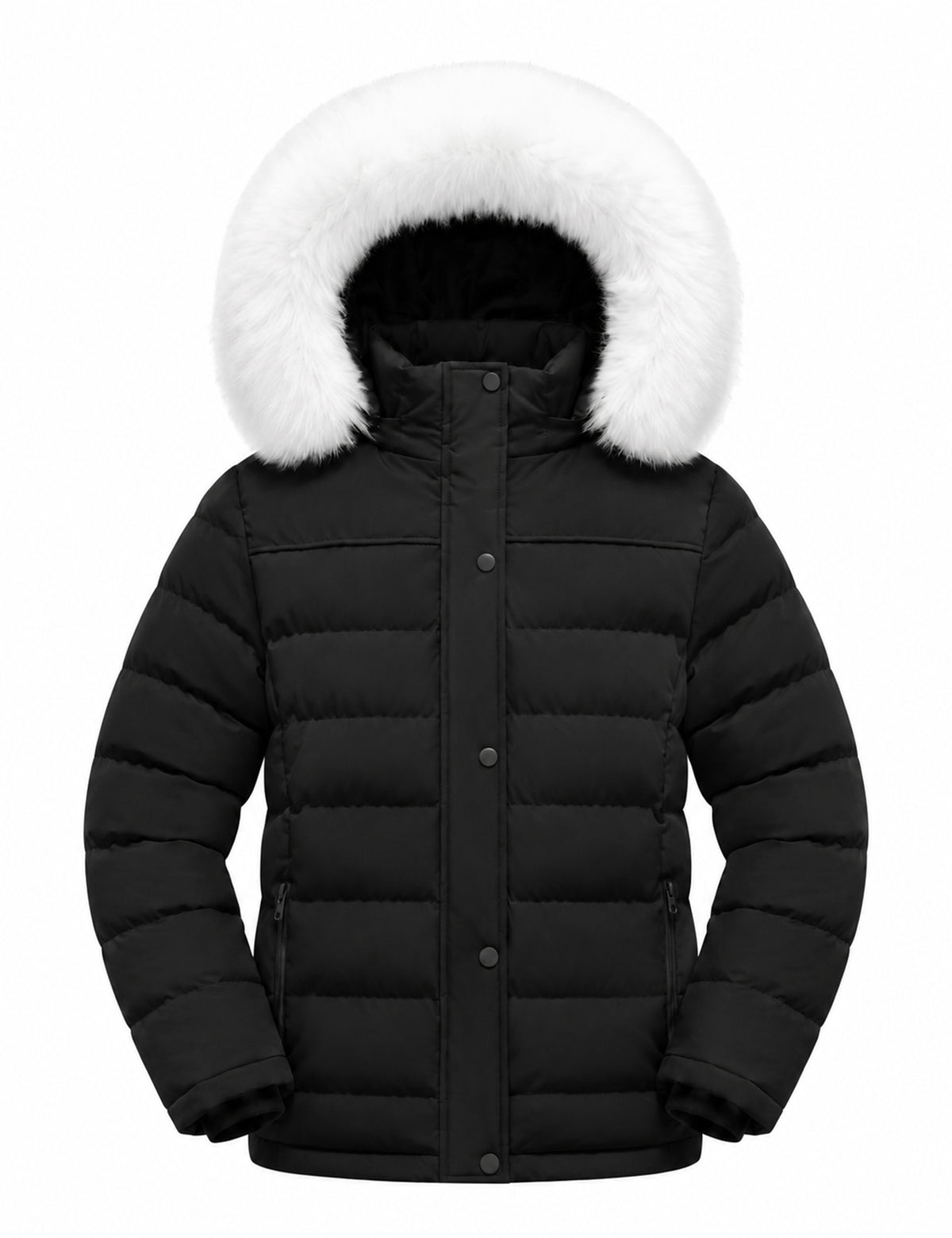 Heting Girls' Removable Faux Fur Hood Puffer Jacket, Thicken Insulation Windproof Winter Coat for Outdoor & School