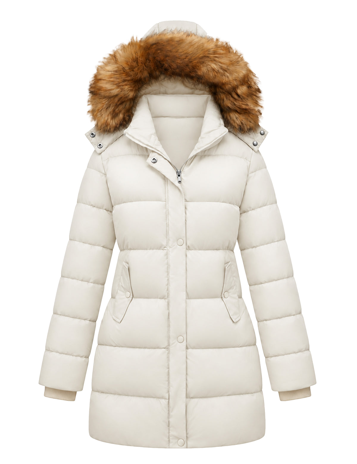 Heting Women's Winter Thickened Long Puffer Coat, Warm Parka Jacket for Cold Weather