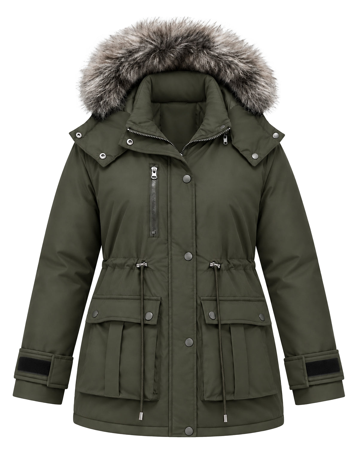 Heting Women's Plus Size Winter Coats for Women Heavyweight Parka with Removable Faux Fur Hood, Waterproof, Windproof, 8 Pockets