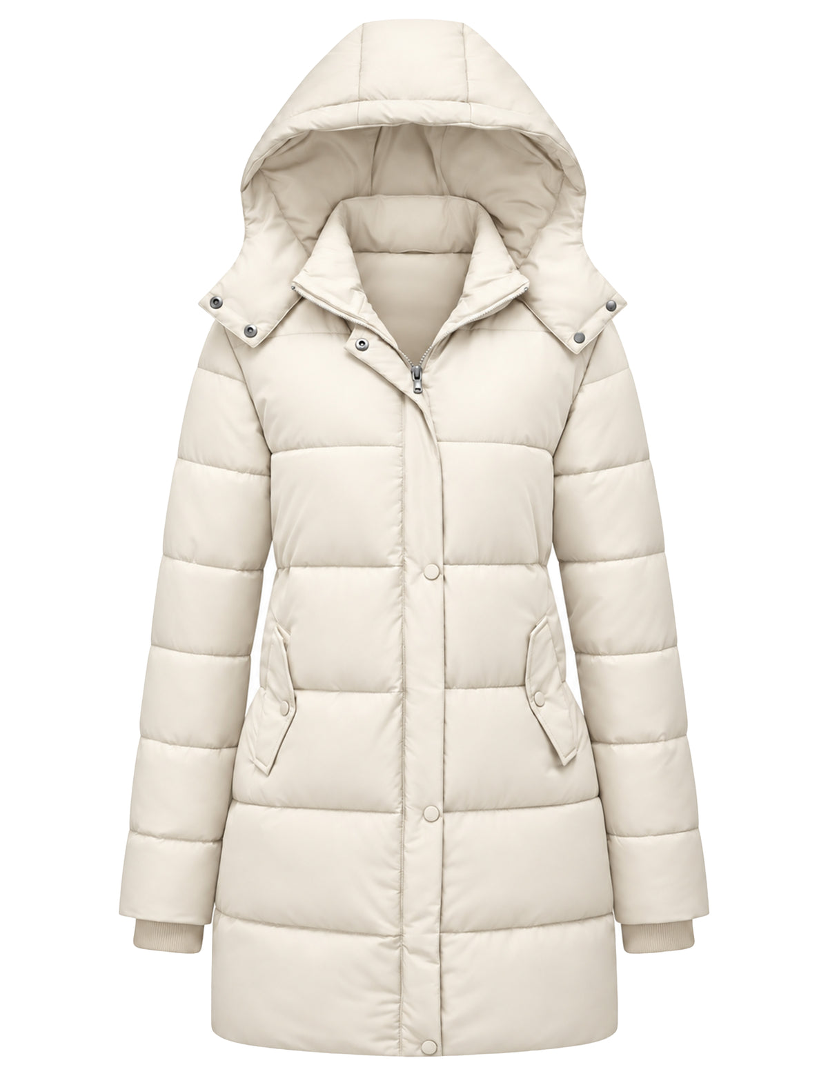 Heting Women's Winter Thicken Puffer Coat, Fashion Long Snow Jacket with Removable Hood | Warm Quilted Parka