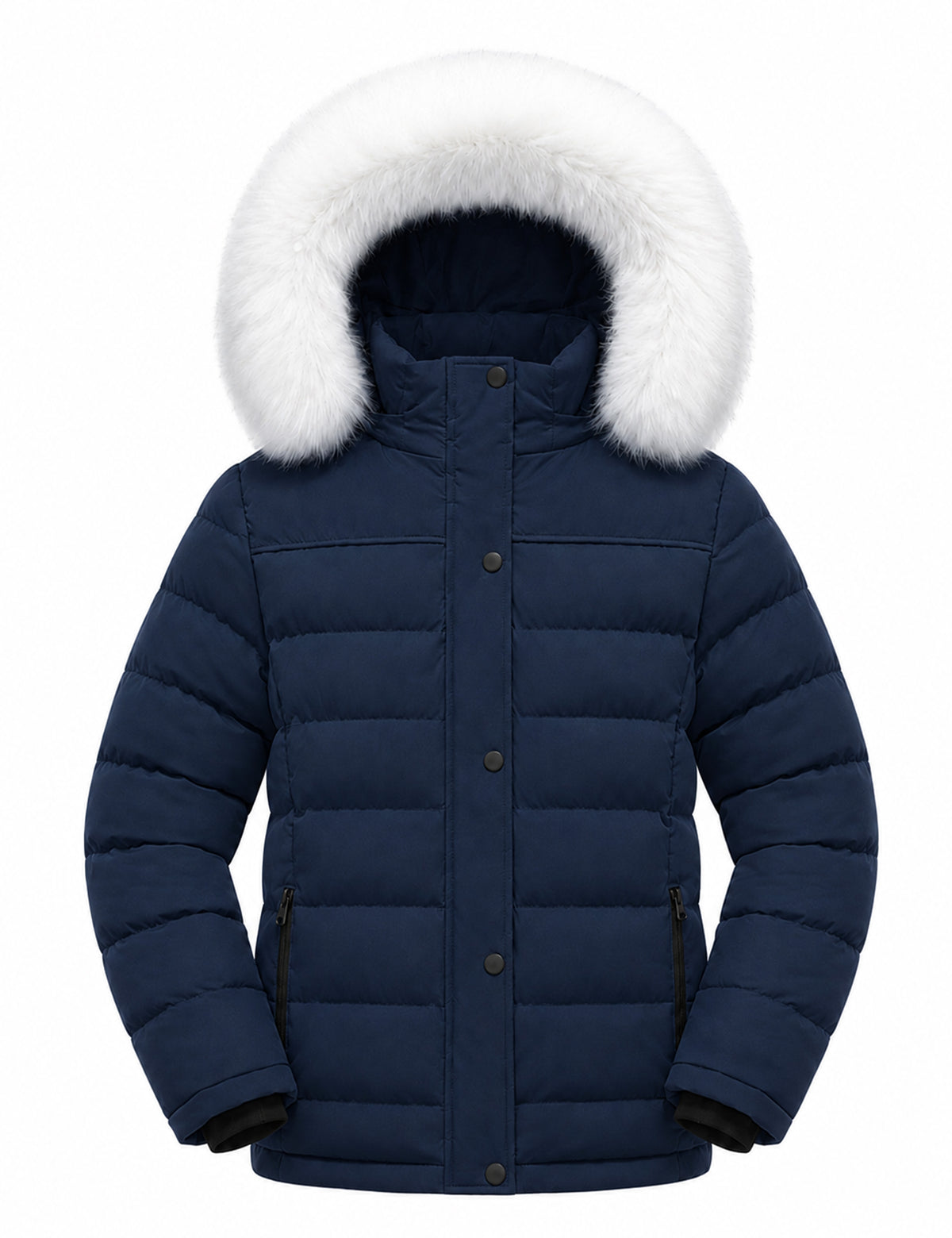 Heting Girls' Removable Faux Fur Hood Puffer Jacket, Thicken Insulation Windproof Winter Coat for Outdoor & School