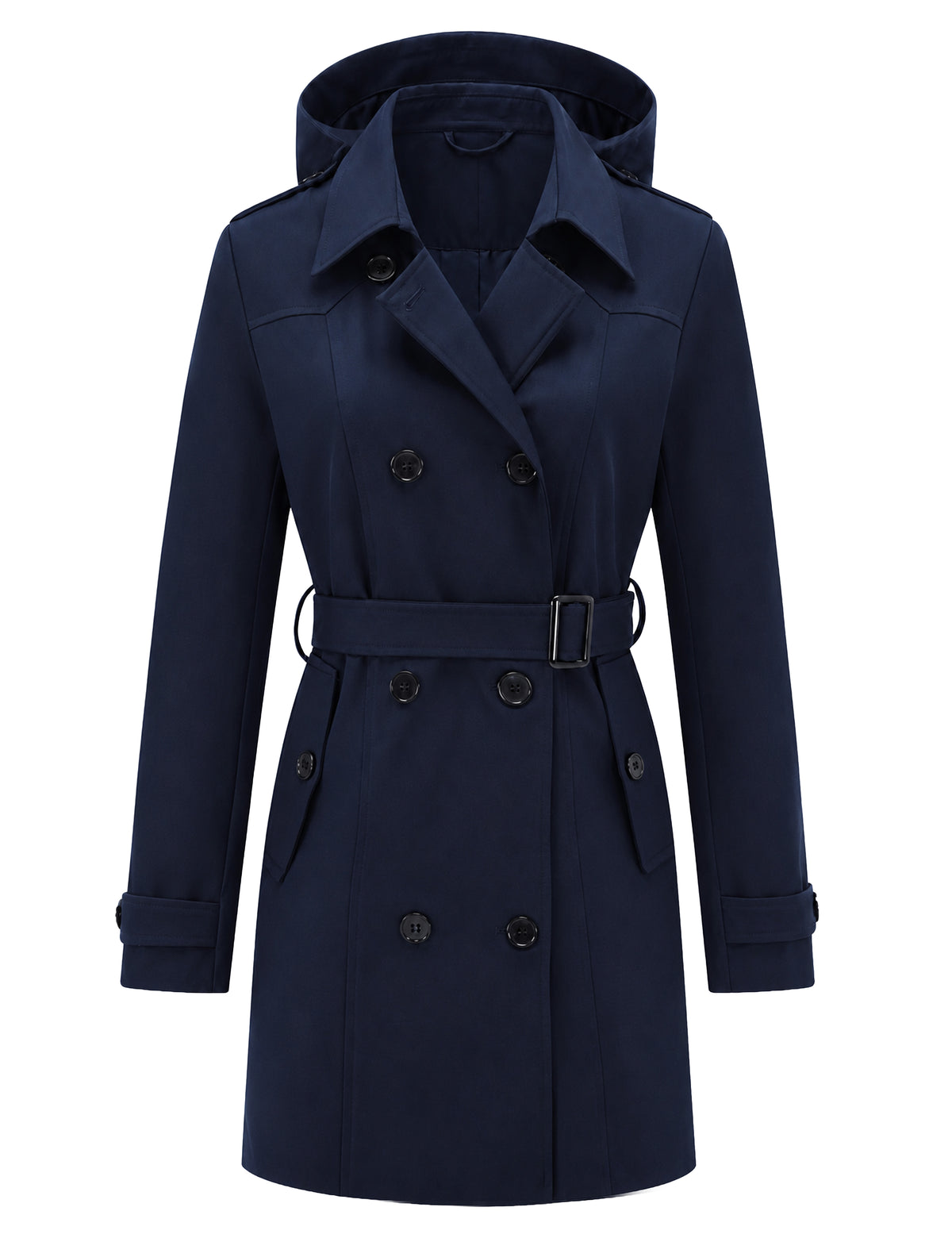 Heting Women's Classic Water-Repellent Trench Coat, Double-Breasted Slim Fit Outerwear with Adjustable Belt