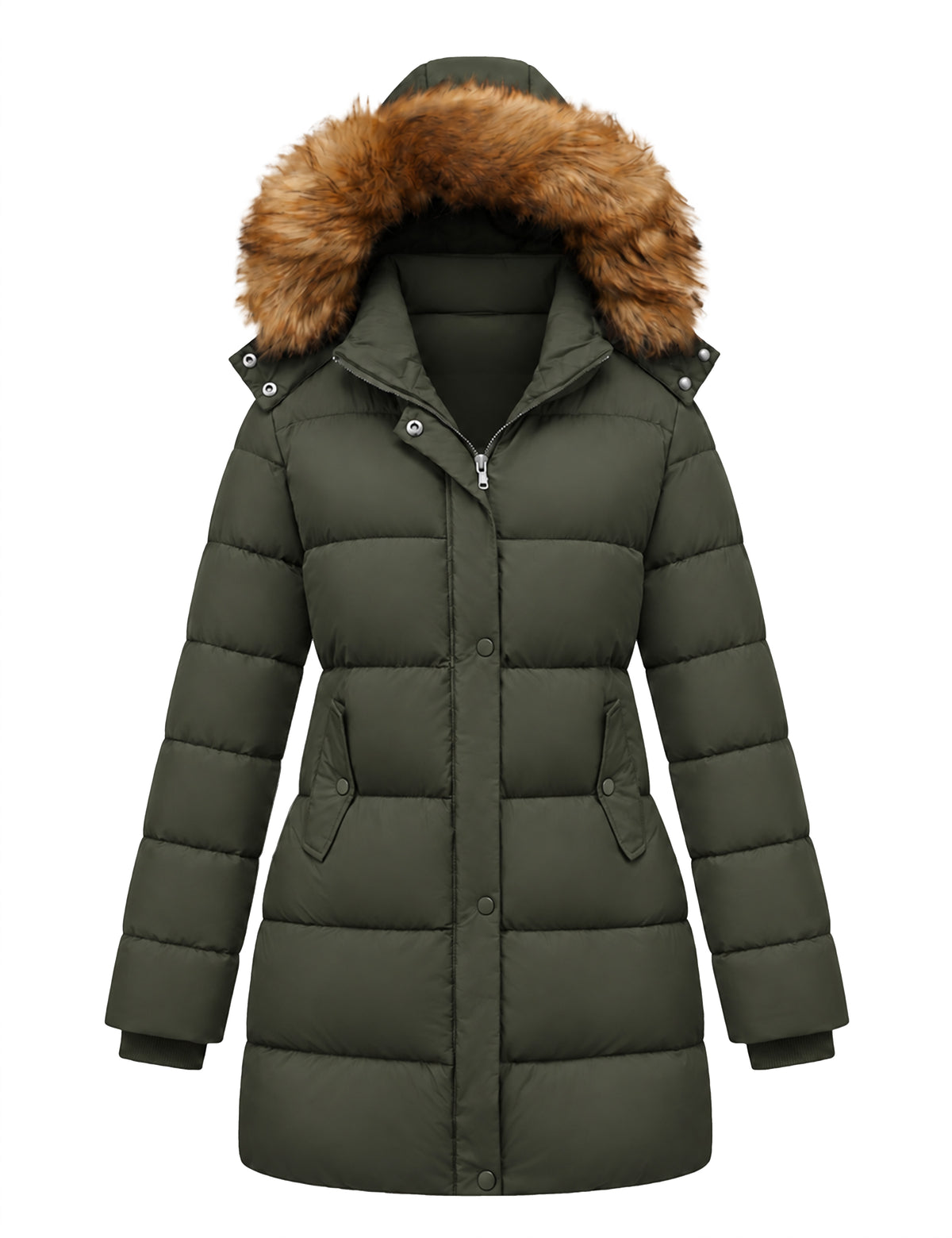Heting Women's Winter Thickened Long Puffer Coat, Warm Parka Jacket for Cold Weather