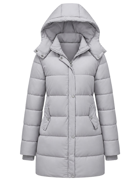 Heting Women's Winter Thicken Puffer Coat, Fashion Long Snow Jacket with Removable Hood | Warm Quilted Parka