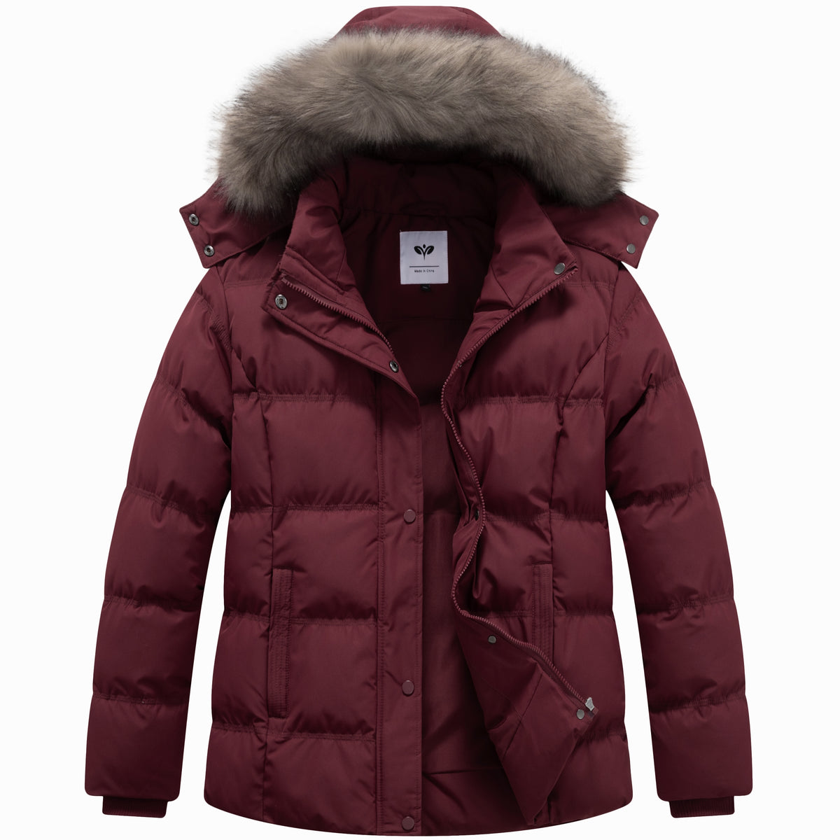 Heting Women's Hooded Thicken Winter Parka, Plus Size Quilted Puffer Jacket with Removable Fur Hood for Outdoor