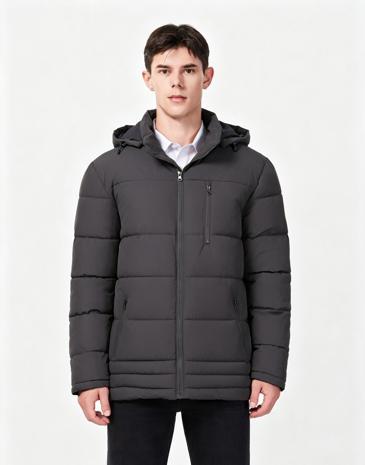 Heting Men's Thick Padded Waterproof Puffer Jacket, Hooded Warm Winter Coat for Hiking & Commuting