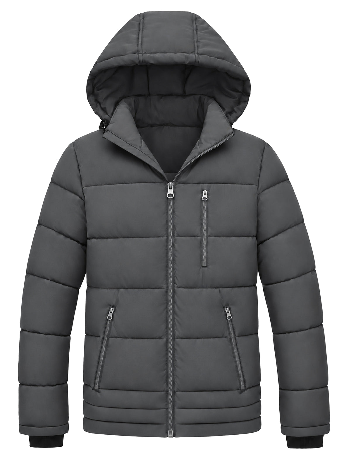 Heting Men's Thick Padded Waterproof Puffer Jacket, Hooded Warm Winter Coat for Hiking & Commuting