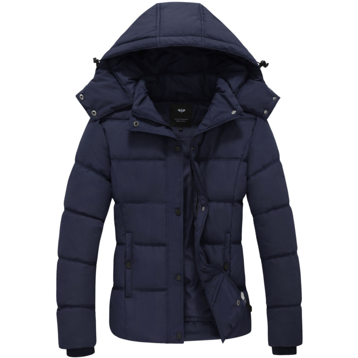 Heting Women's Quilted Puffer Jacket with Removable Hood, Winter Warm Snow Coat for Outdoor