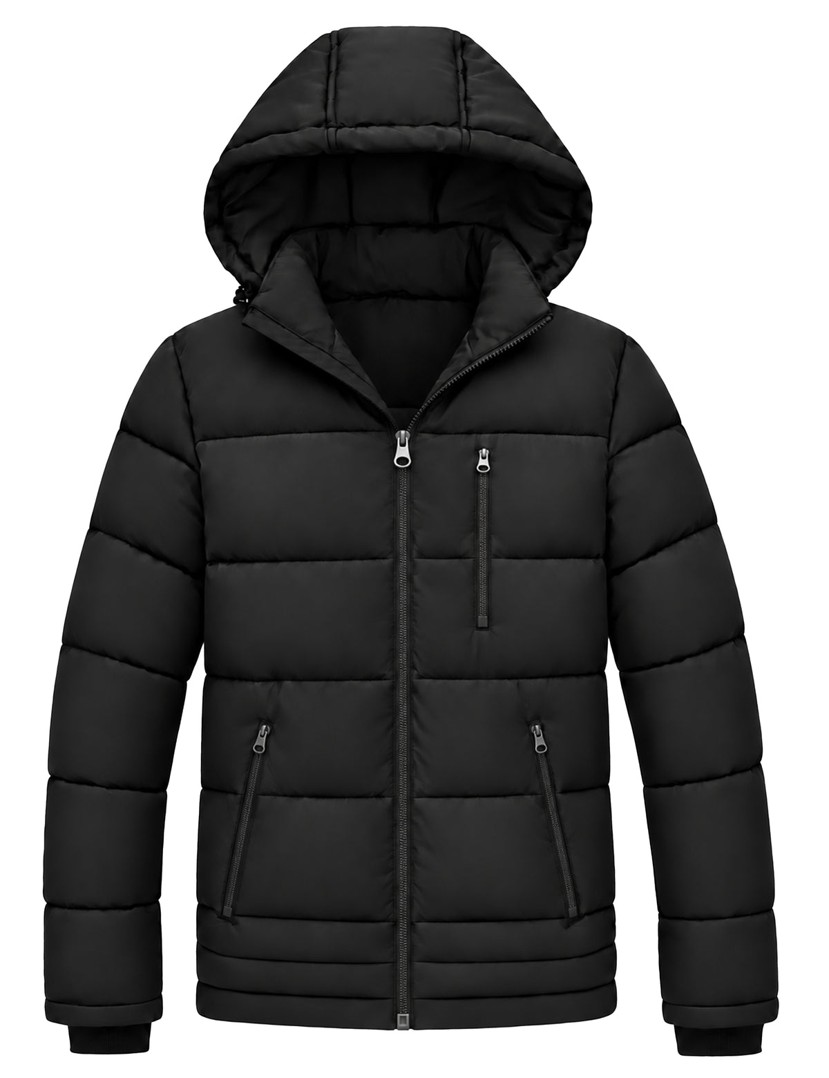 Heting Men's Thick Padded Waterproof Puffer Jacket, Hooded Warm Winter Coat for Hiking & Commuting