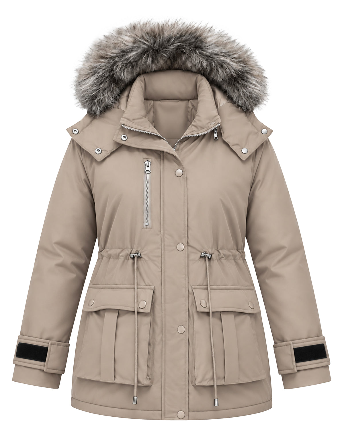 Heting Women's Plus Size Winter Coats for Women Heavyweight Parka with Removable Faux Fur Hood, Waterproof, Windproof, 8 Pockets