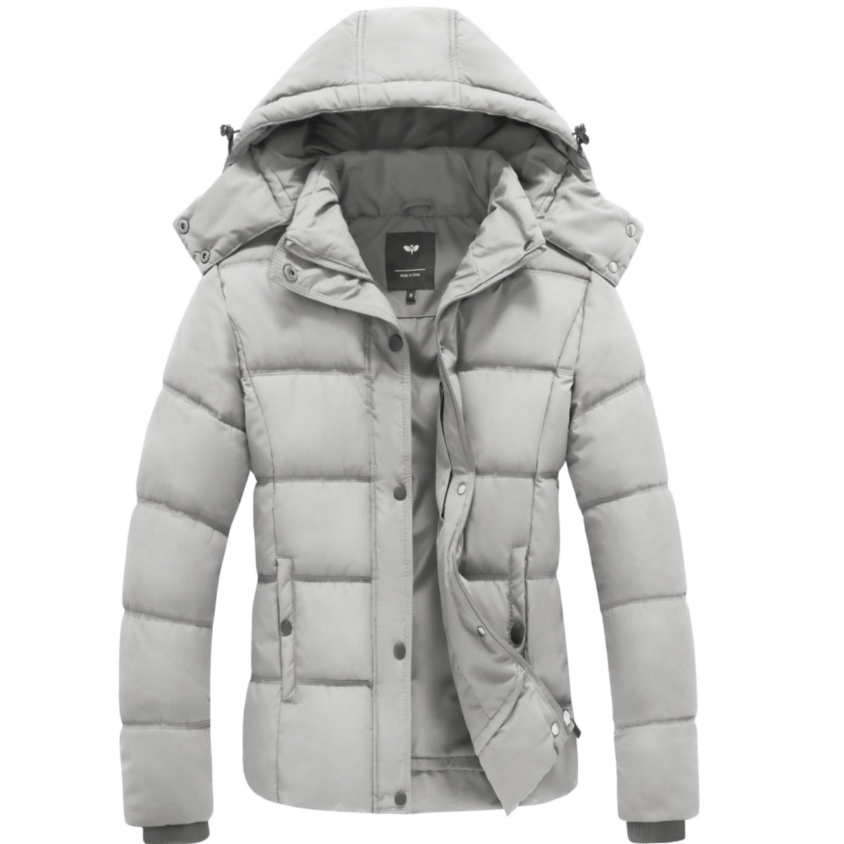 Heting Women's Quilted Puffer Jacket with Removable Hood, Winter Warm Snow Coat for Outdoor
