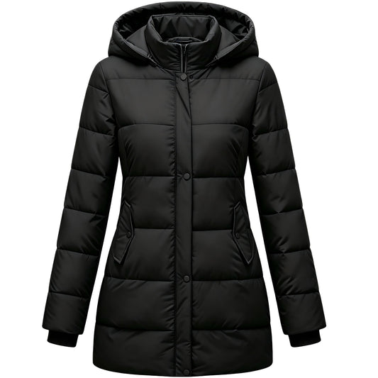 Heting Women's Winter Thicken Puffer Coat, Fashion Long Snow Jacket with Removable Hood | Warm Quilted Parka