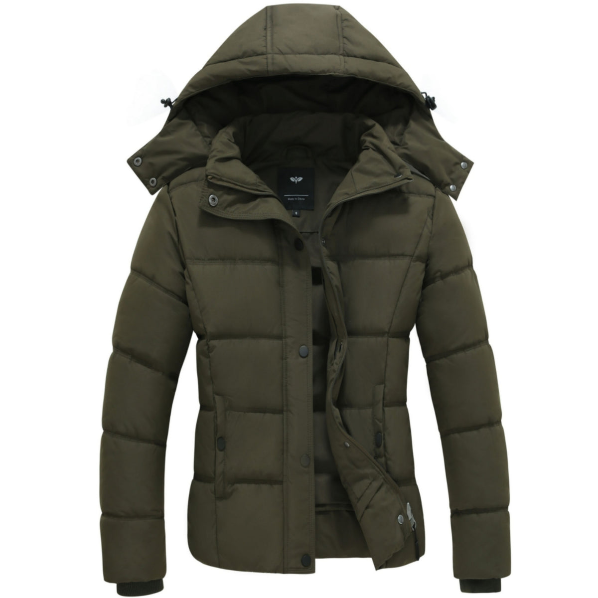 Heting Women's Quilted Puffer Jacket with Removable Hood, Winter Warm Snow Coat for Outdoor