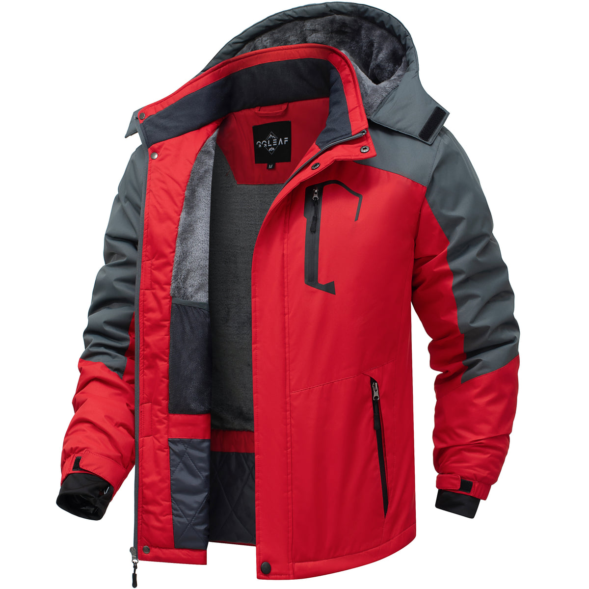 Heting Men's Waterproof Ski Jacket | Fleece Lined Winter Snow Coat with Hood for Cold Weather