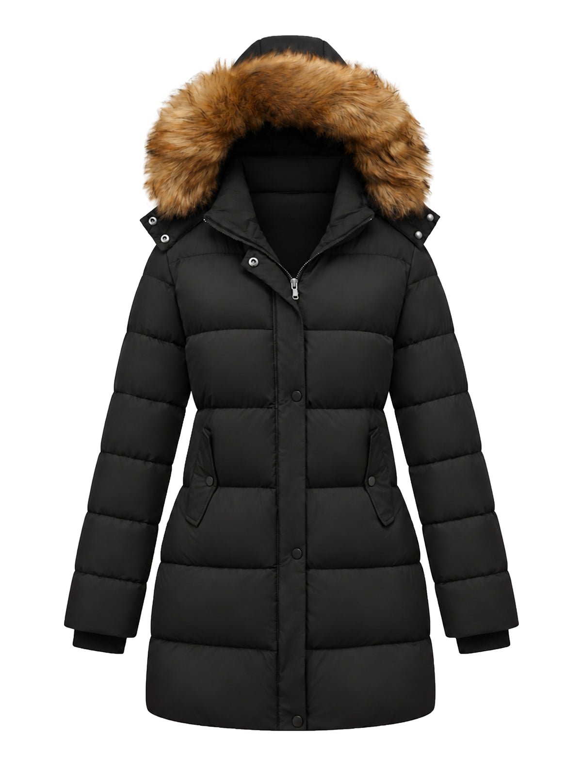Heting Women's Winter Thickened Long Puffer Coat, Warm Parka Jacket for Cold Weather