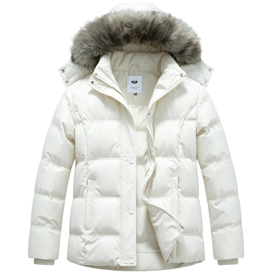 Heting Women's Hooded Thicken Winter Parka, Plus Size Quilted Puffer Jacket with Removable Fur Hood for Outdoor