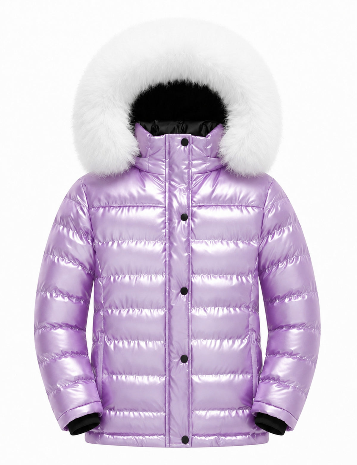 Heting Girls' Removable Faux Fur Hood Puffer Jacket, Thicken Insulation Windproof Winter Coat for Outdoor & School