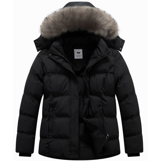 Heting Women's Hooded Thicken Winter Parka, Plus Size Quilted Puffer Jacket with Removable Fur Hood for Outdoor