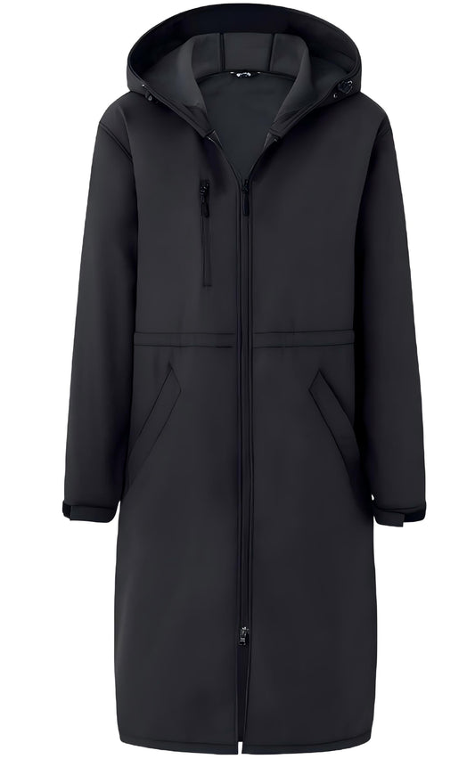 Heting Unisex Waterproof Swim Parka Warm Fleece Lining Long Swim Cover Up Coat for Adult Youth, Windproof Loose Fit with Attached Hood for Swimming Surfing Diving