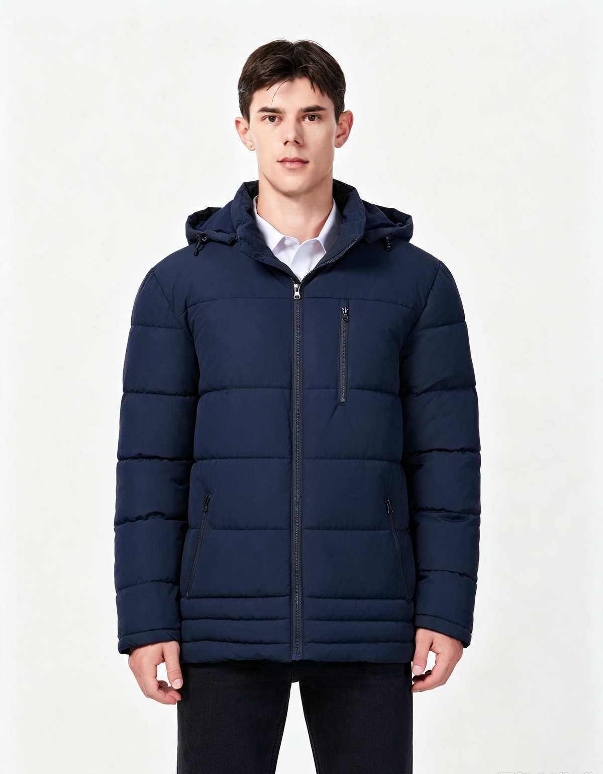 Heting Men's Thick Padded Waterproof Puffer Jacket, Hooded Warm Winter Coat for Hiking & Commuting