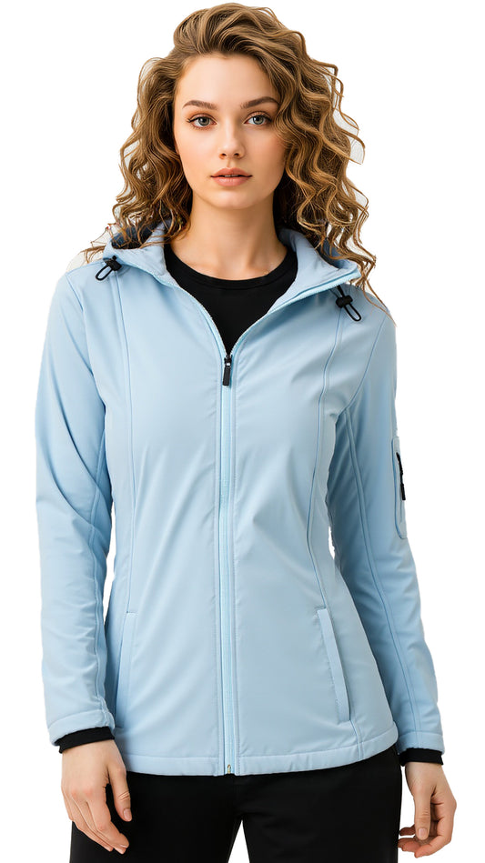 Heting Women’s Waterproof Hooded Softshell Jacket – Lightweight Insulated Windproof Spring Coat for Outdoor Hiking
