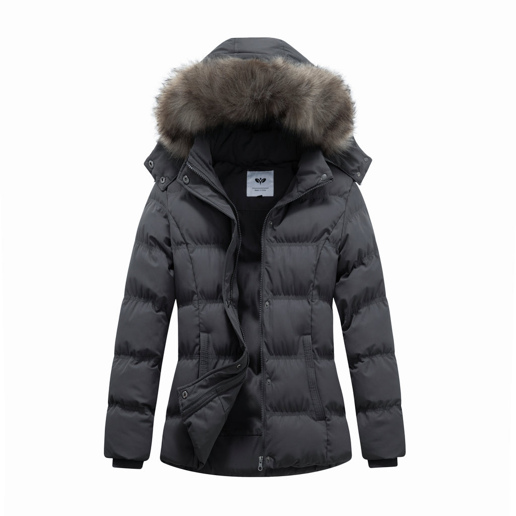 Heting Women's Hooded Warm Winter Coat Quilted Thicken Puffer Jacket with Removable Fur Hood