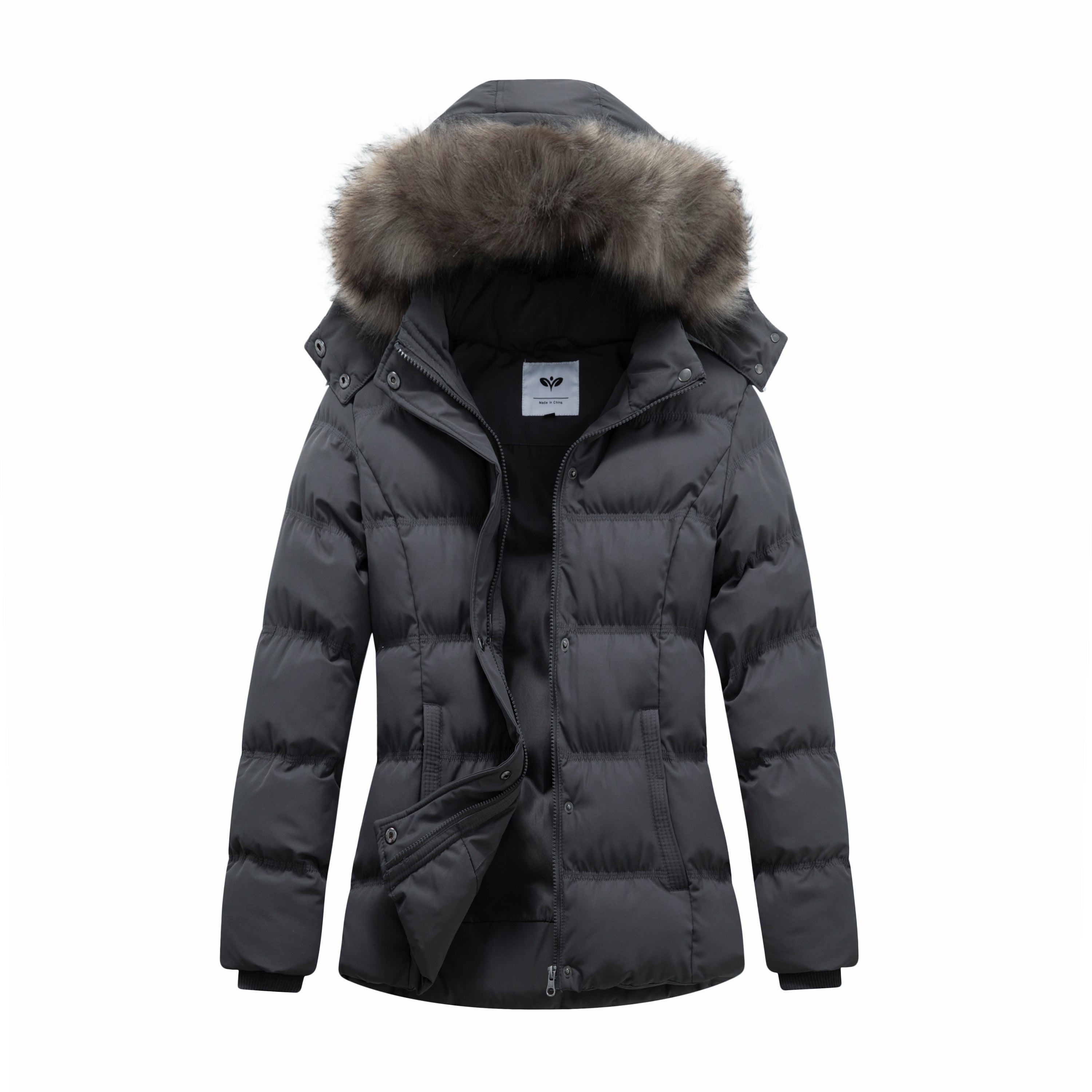 Heting Women's Hooded Warm Winter Coat Quilted Thicken Puffer Jacket with Removable Fur Hood