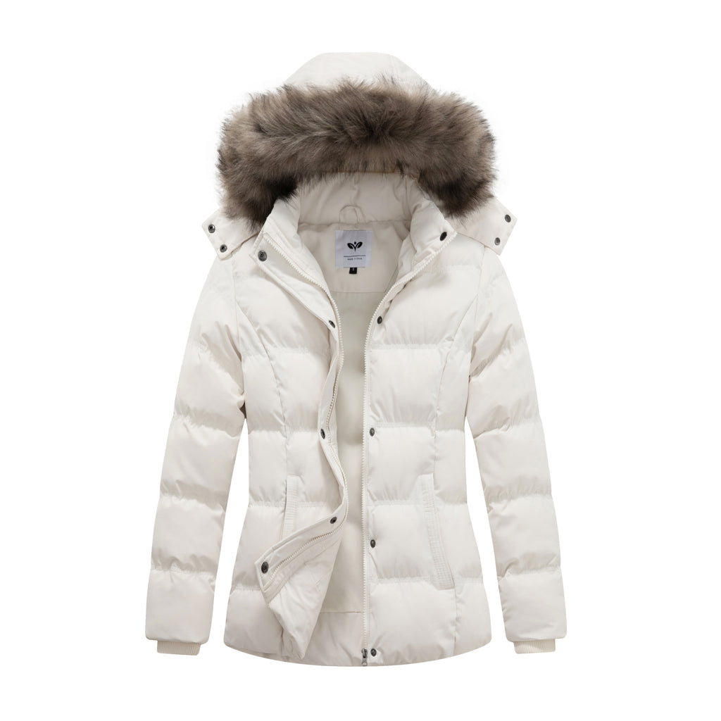 Heting Women's Hooded Warm Winter Coat Quilted Thicken Puffer Jacket with Removable Fur Hood