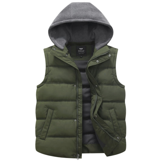 Heting Men's Thick Padded Hooded Vest, Water Resistant Sleeveless Puffer for Casual Winter