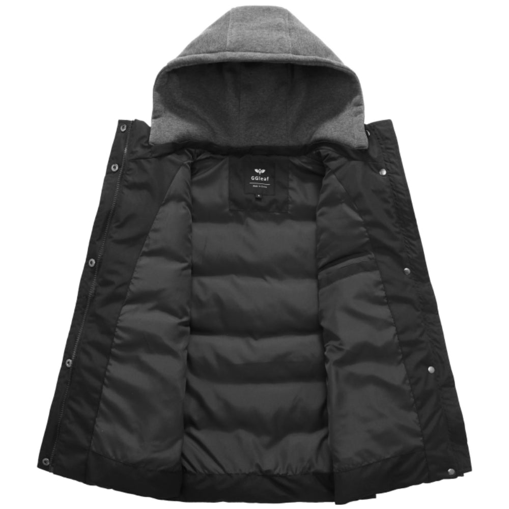 Heting Men's Thick Padded Hooded Vest, Water Resistant Sleeveless Puffer for Casual Winter