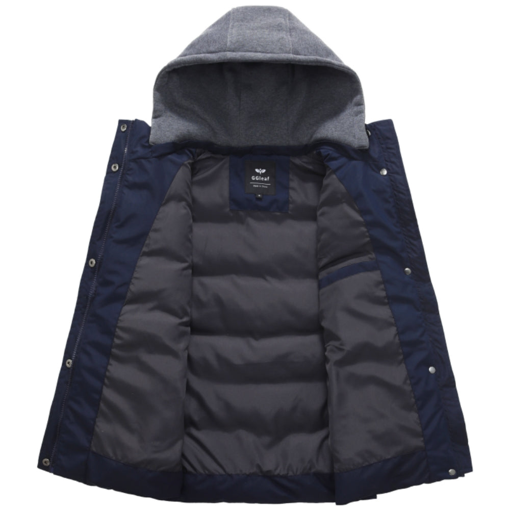 Heting Men's Thick Padded Hooded Vest, Water Resistant Sleeveless Puffer for Casual Winter