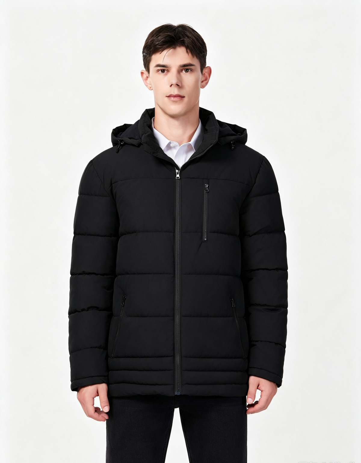 Heting Men's Thick Padded Waterproof Puffer Jacket, Hooded Warm Winter Coat for Hiking & Commuting