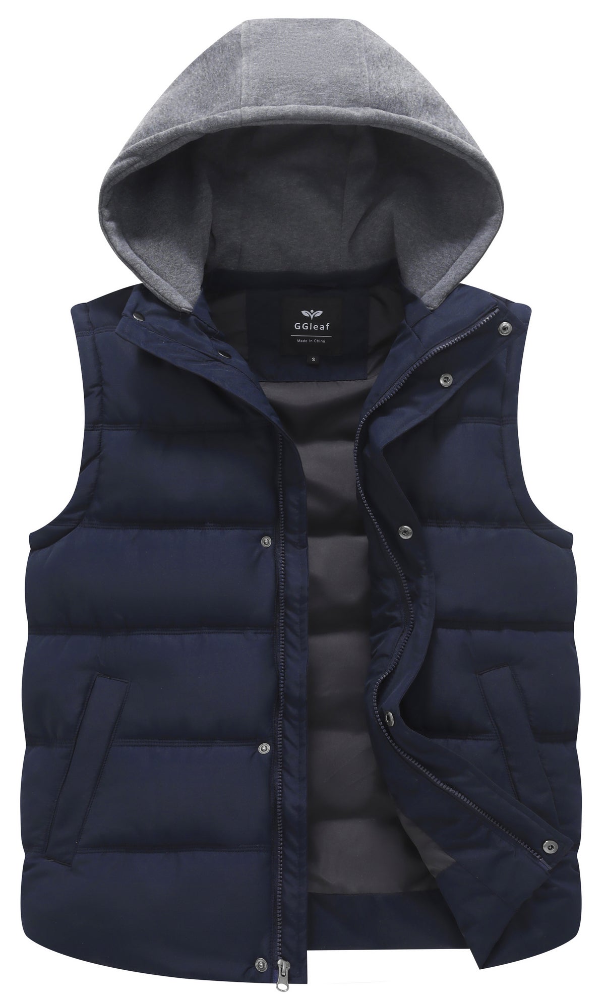 Heting Men's Thick Padded Hooded Vest, Water Resistant Sleeveless Puffer for Casual Winter