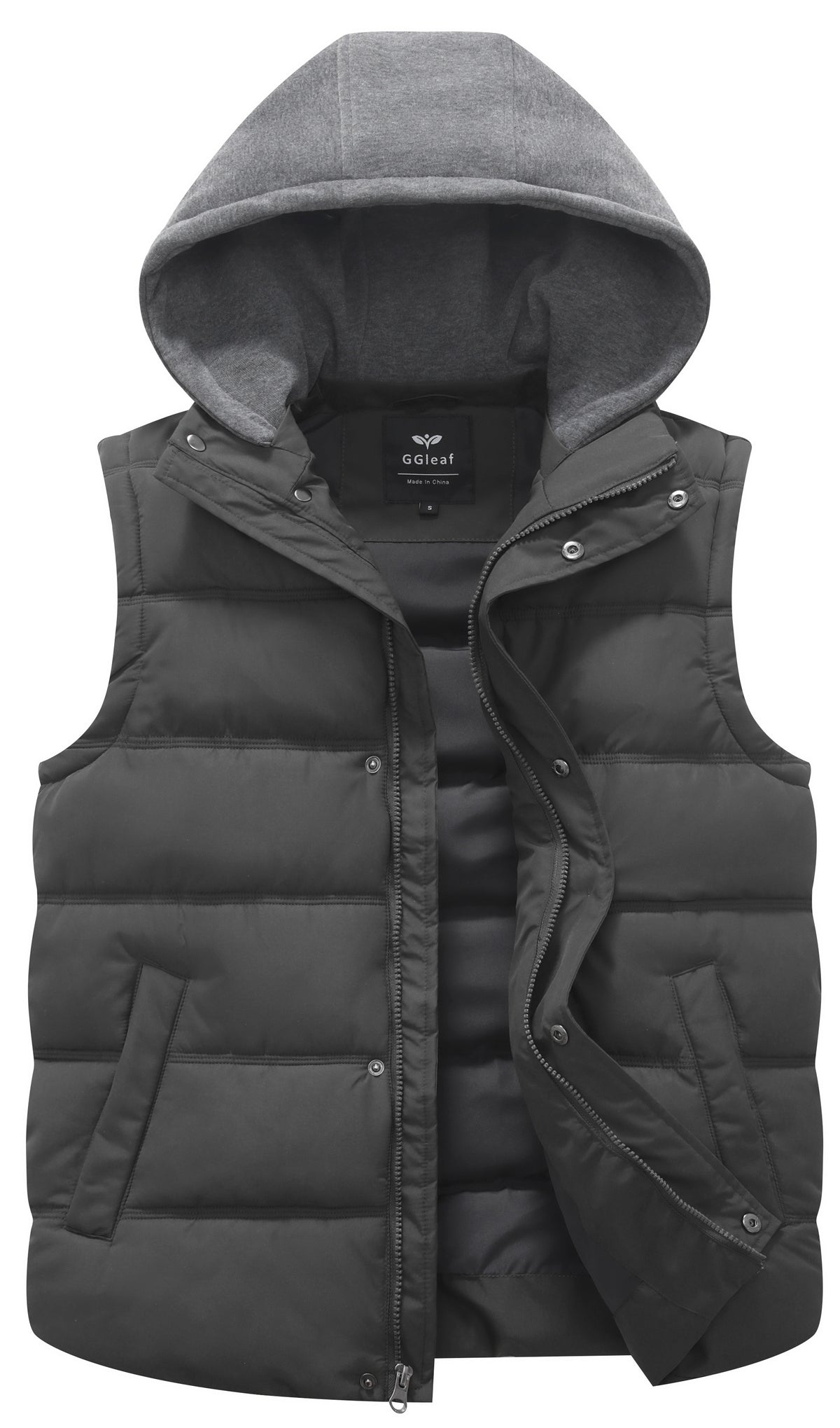 Heting Men's Thick Padded Hooded Vest, Water Resistant Sleeveless Puffer for Casual Winter